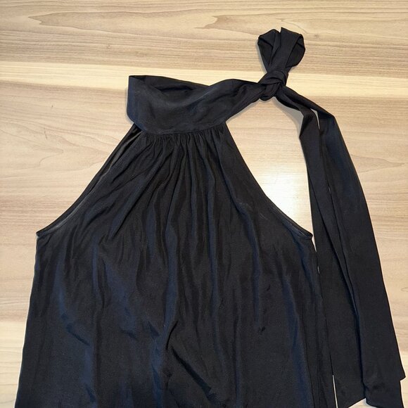 Daine von Furstenberg Black High Neck Tie Silk Blend Blouse Women's 8 - Picture 2 of 5
